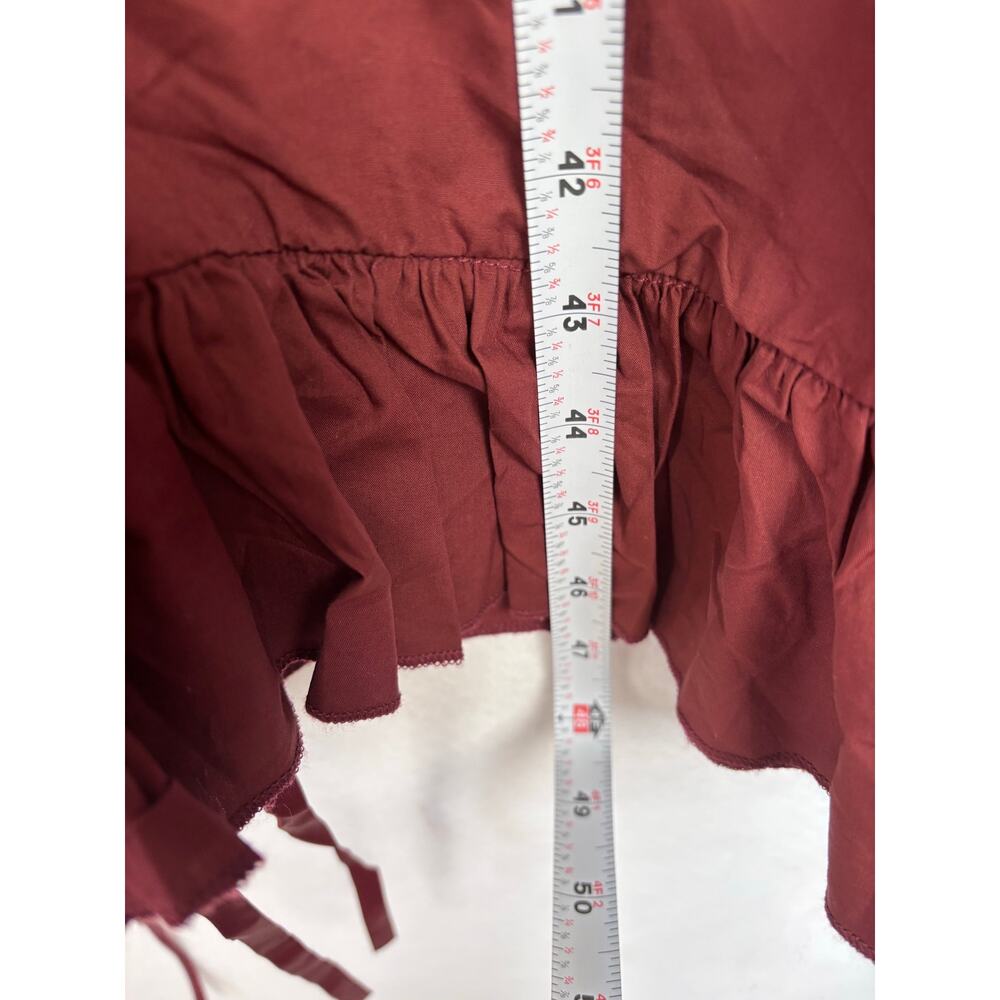 Belle Poque Burgundy Cottagecore Corset Lace Midi Dress Ruffle Gothic XL Costume - Picture 7 of 8
